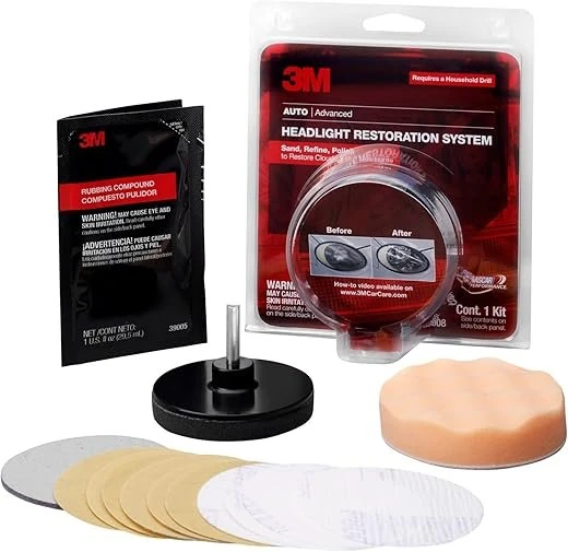 3M Headlight Lens Restoration System, 39008, single kit
