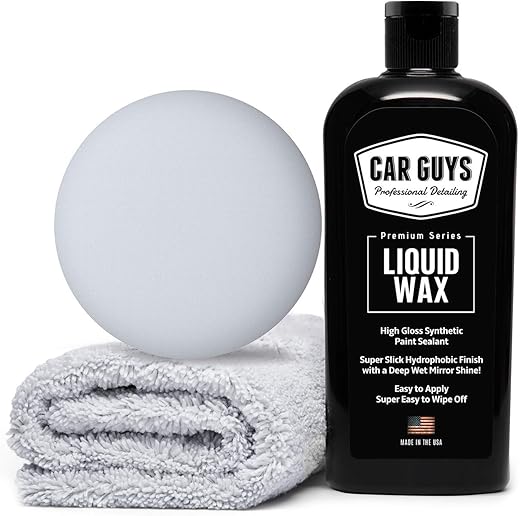 CAR GUYS Liquid Wax | Advanced Car Wax | Superior Protection with a Carnauba Wax Shine | For all Paint Colors and Excellent Black Car Wax | 8 Oz Car Wax Kit