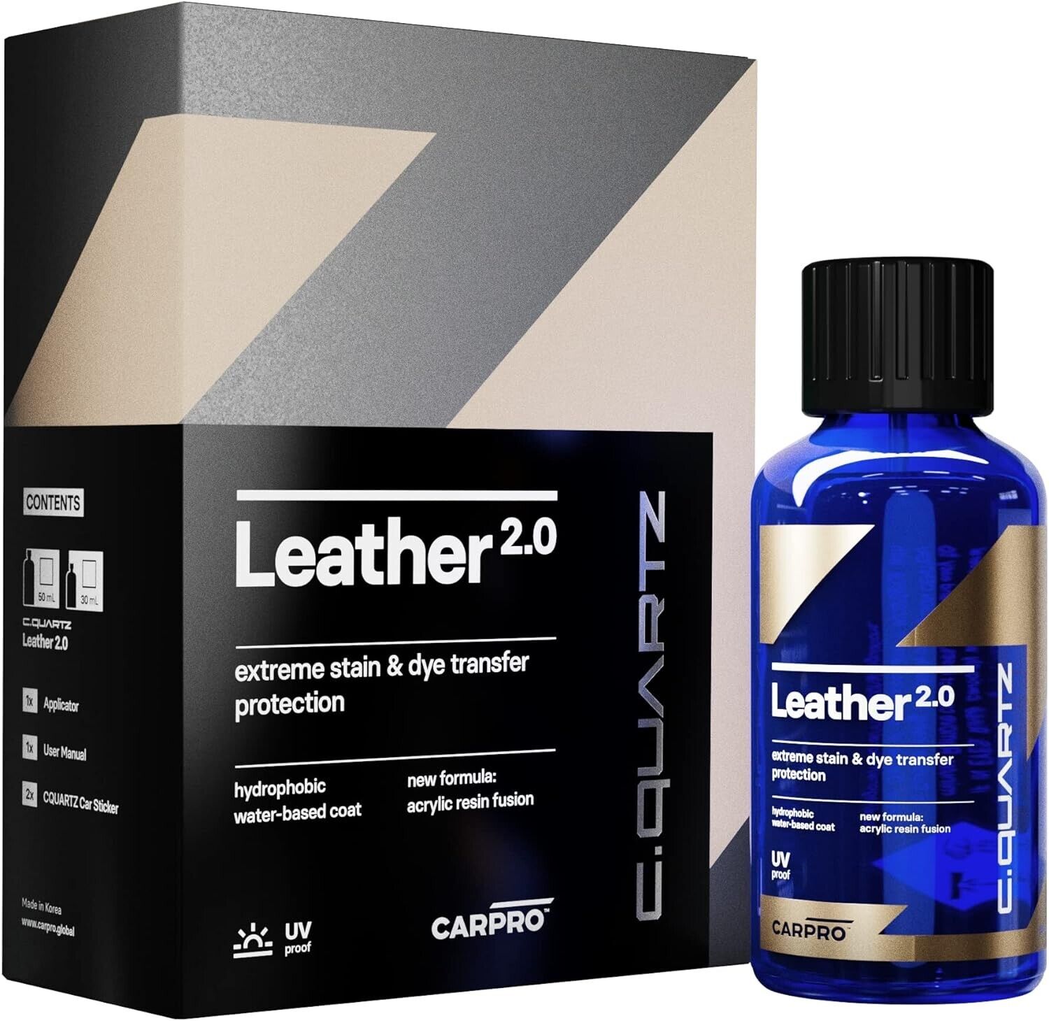 CARPRO CQUARTZ Leather 2.0 - Kit - Hydrophobic & Oil Phobic (50ml Kit)