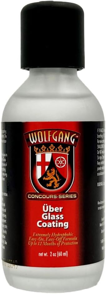 Wolfgang Uber Glass Coating - Long-Lasting, Hydrophobic Protection for Crystal Clear Visibility, Easy Application, and 12 Months of Water & Dirt Repellency