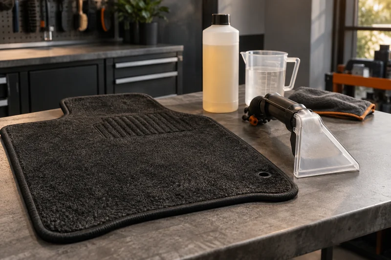 Carpet mat, extraction nozzle and shampoo-preparation containers Carpet mat, extraction nozzle and shampoo-preparation containers