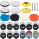 133 PCS Sanding Disc Drill Polishing Kit Sanding Attachment, 3 Inch Wet Dry Headlight Restoration Kit, Hook and Loop Sandpaper...
