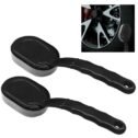 2PCS Tire Shine Applicator Brush, Car Detachable Tire Wax Foam Applicator Pad with Curved Handle, High-Density Tire Dressing Applicator Sponge...