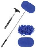 3 in 1 Car Windshield Cleaner Tool 40”Car Rearview Mirror Wiper Squeegee Wash Brush Extra Large Washable Microfiber Pad Extendable...