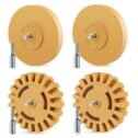 4 Pack Eraser Wheel Decal Remover Without Damaging Car Paint 4in Adhesive Rubber Wheel with Drill Adapter car Sticker Remover...