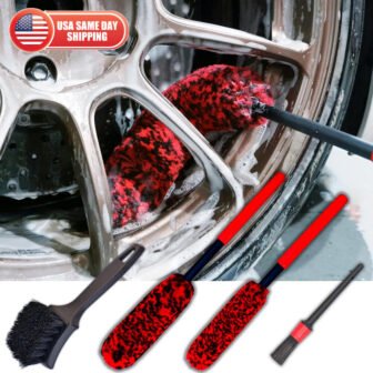 4PCS Car Wheel Brush Rims Tire Seat Engine Wash Cleaning Kit Auto...