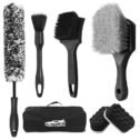 7Pcs Car Wheel Brush kit, Tire Brush, Wheel Cleaner Brush, Soft-bristled Rim Cleaner Brush, Tire Shine Applicator Pad, Car Detailing...