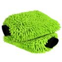 AIDEA Car Wash Mitt Microfiber, 2PK Scratch Free Lint-Free, Premium Chenille Microfiber Mitt Car Wash Brush, Green, Regular Size 7.12''X10.14''