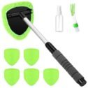 Baderke 8 Pcs Car Window Cleaner Kit Include Windshield Cleaning Tool with Extendable Handle 5 Microfiber Bonnets 1 Car Ventilation...